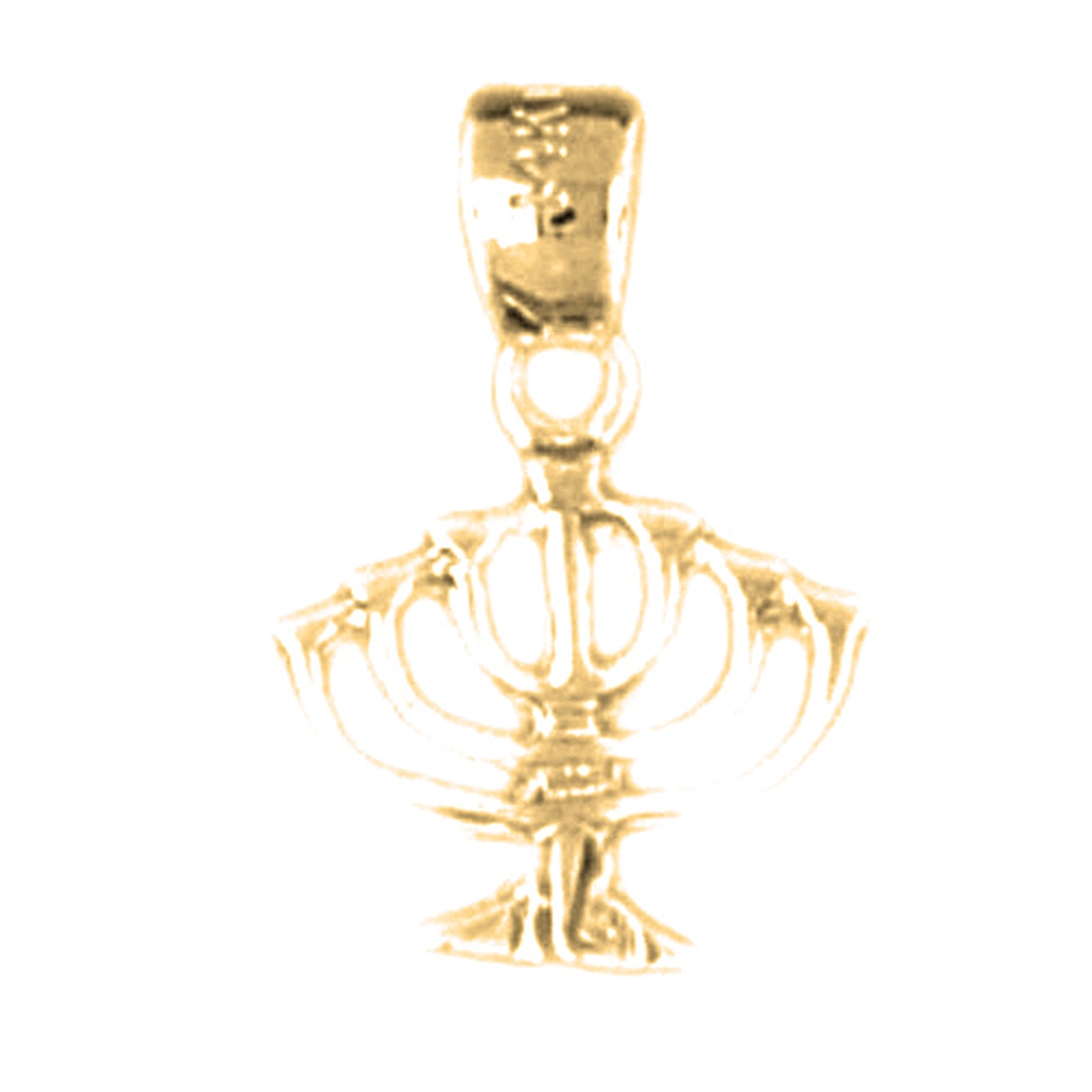Sterling Silver Menorah Pendant (Rhodium or Yellow Gold-plated