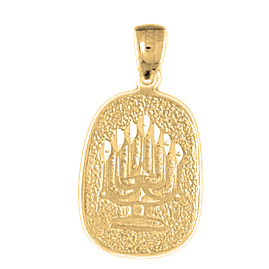 Yellow Gold-plated Silver Menorah Pendant