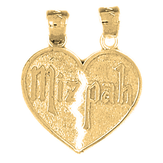 10K, 14K or 18K Gold Breakable Heart Mizpah Pendant