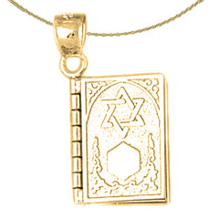 Sterling Silver 3D Ten Commandments Book (Available In English And Hebrew) Pendant (Rhodium or Yellow Gold-plated)