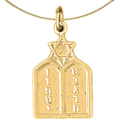 Sterling Silver Ten Commandments Pendant (Rhodium or Yellow Gold-plated)