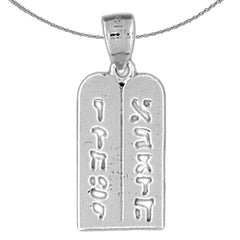 Sterling Silver Ten Commandments Pendant (Rhodium or Yellow Gold-plated)