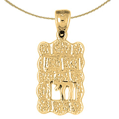 Sterling Silver Wailing Wall Pendant (Rhodium or Yellow Gold-plated)