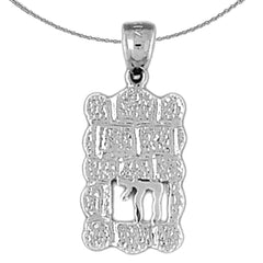 Sterling Silver Wailing Wall Pendant (Rhodium or Yellow Gold-plated)