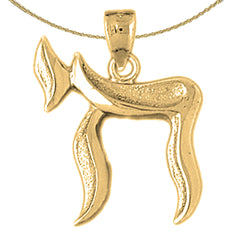 Sterling Silver Chais Pendant (Rhodium or Yellow Gold-plated)