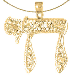 Sterling Silver Chais Pendant (Rhodium or Yellow Gold-plated)