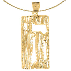 Sterling Silver Chais Pendant (Rhodium or Yellow Gold-plated)