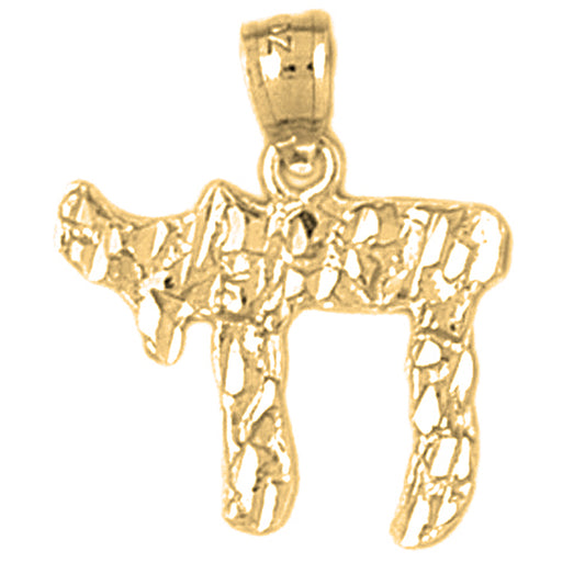 14K or 18K Gold Jewish Chai Nugget Pendant