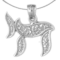 Sterling Silver Chais Pendant (Rhodium or Yellow Gold-plated)