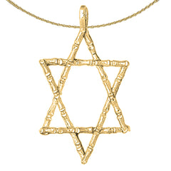 Sterling Silver Star Of David Pendant (Rhodium or Yellow Gold-plated)