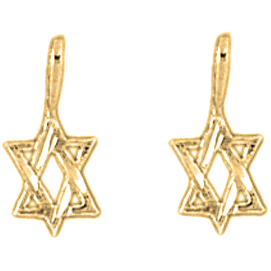 Yellow Gold-plated Silver 13mm Star of David Earrings