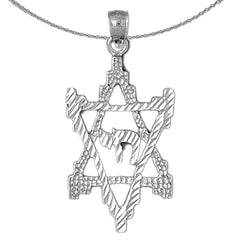 Sterling Silver Star Of David Pendant (Rhodium or Yellow Gold-plated)