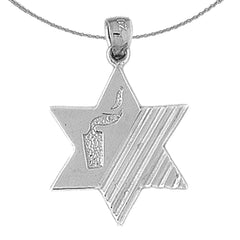 Colgante de estrella de David de plata de ley (bañado en rodio o oro amarillo)