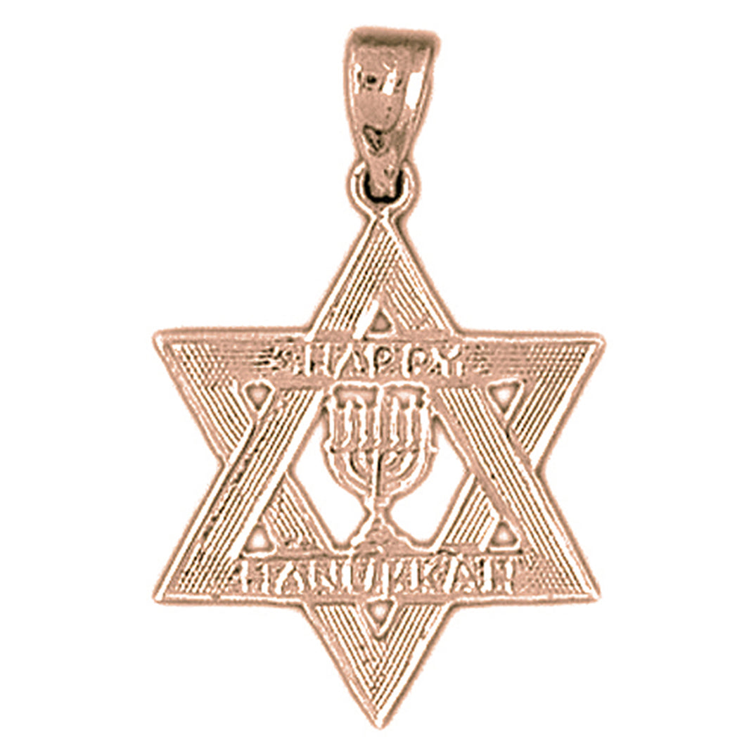 14K or 18K Gold Happy Hanukkah Star of David Pendant
