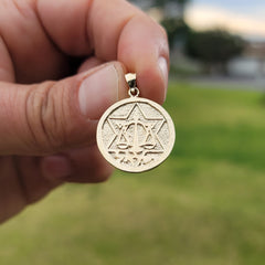 10K, 14K or 18K Gold Star of David and Scale of Justice Pendant