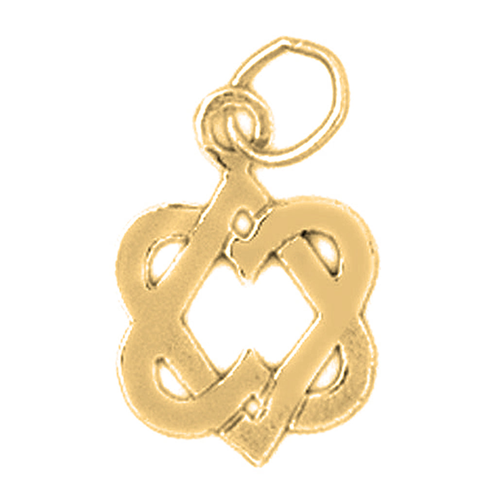 14K or 18K Gold Star of David in Shape of Hearts Pendant