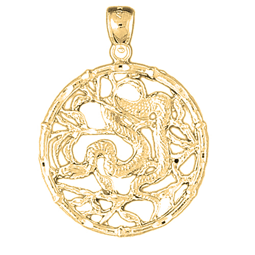 Yellow Gold-plated Silver Chinese Zodiacs - Snake Pendant