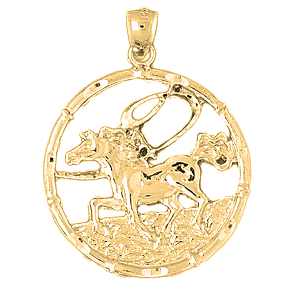 Yellow Gold-plated Silver Chinese Zodiacs - Horse Pendant