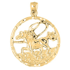 Yellow Gold-plated Silver Chinese Zodiacs - Horse Pendant