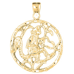 Yellow Gold-plated Silver Chinese Zodiacs - Monkey Pendant