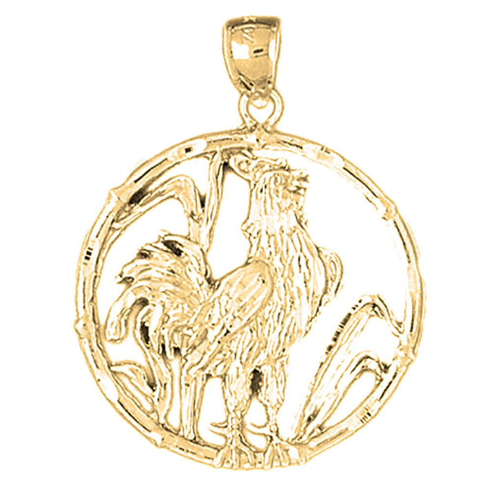 Yellow Gold-plated Silver Chinese Zodiacs - Rooster Pendant