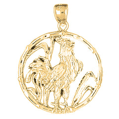 Yellow Gold-plated Silver Chinese Zodiacs - Rooster Pendant