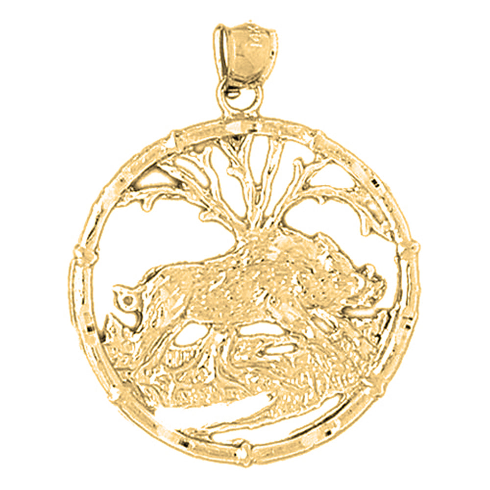 Yellow Gold-plated Silver Chinese Zodiacs- Boar Pendant