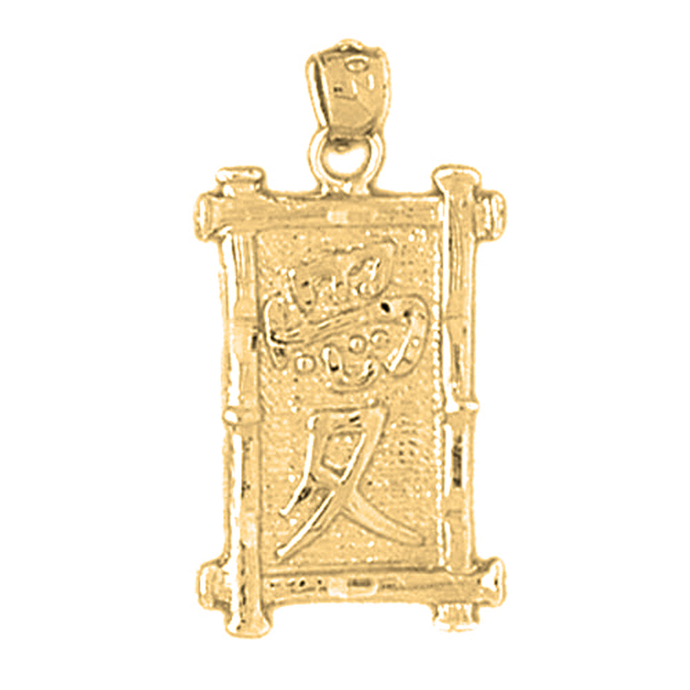 Yellow Gold-plated Silver Chinese Zodiacs - Love Pendant