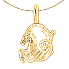 Sterling Silver Capricorn Zodiac Sign Pendant (Rhodium or Yellow Gold-plated)