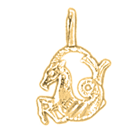 Yellow Gold-plated Silver Capricorn Zodiac Sign Pendant