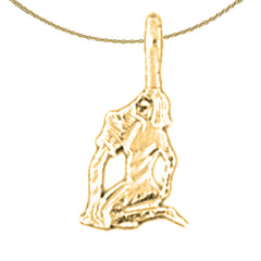 Sterling Silver Aquarius Zodiac Sign Pendant (Rhodium or Yellow Gold-plated)