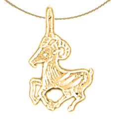 Sterling Silver Aries Zodiac Sign Pendant (Rhodium or Yellow Gold-plated)