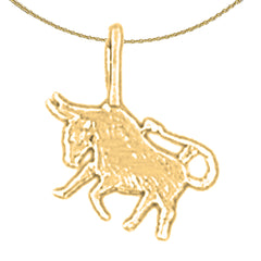 Anhänger mit Sternzeichen Stier aus Sterlingsilber (rhodiniert oder gelbvergoldet)