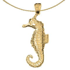Sterling Silver Seahorse Pendant (Rhodium or Yellow Gold-plated)