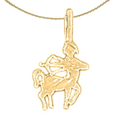 Colgante de plata de ley con signo del zodíaco Sagitario (bañado en rodio o oro amarillo)