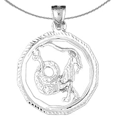 Sterling Silver Capricorn Zodiac Sign Pendant (Rhodium or Yellow Gold-plated)