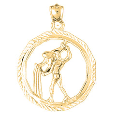 Yellow Gold-plated Silver Aquarius Zodiac Sign Pendant