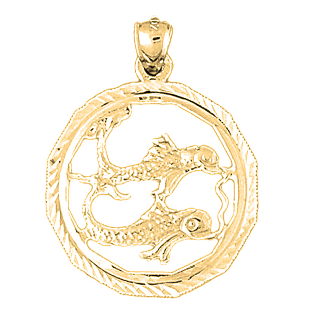 Yellow Gold-plated Silver Pisces Zodiac Sign Pendant