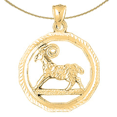 Colgante con signo del zodíaco Aries de plata de ley (bañado en rodio o oro amarillo)