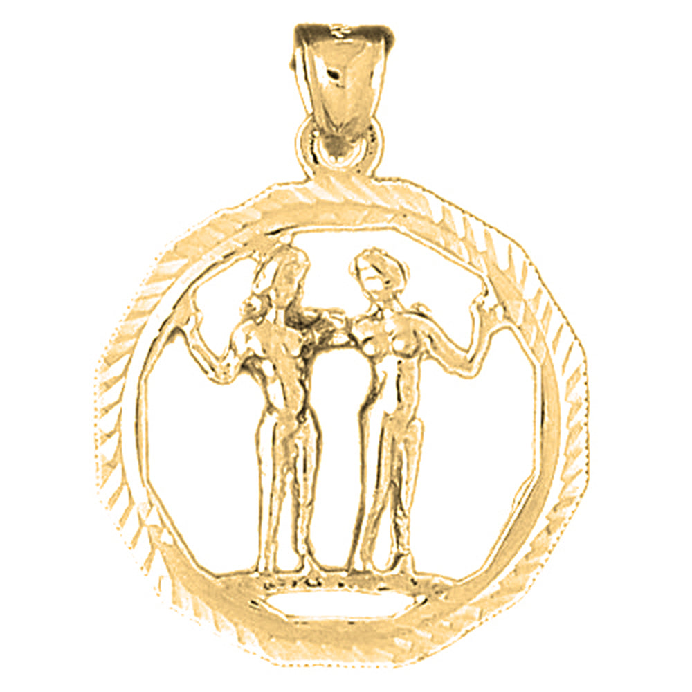 Yellow Gold-plated Silver Gemini Zodiac Sign Pendant