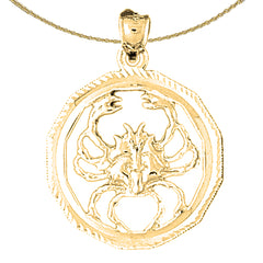 Colgante con signo del zodiaco Cáncer de plata de ley (bañado en rodio o oro amarillo)