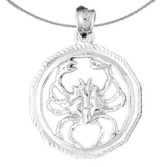 Sterling Silver Cancer Zodiac Sign Pendant (Rhodium or Yellow Gold-plated)