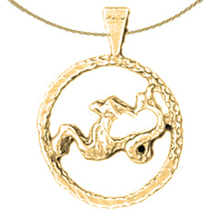 Sterling Silver Capricorn Zodiac Sign Pendant (Rhodium or Yellow Gold-plated)