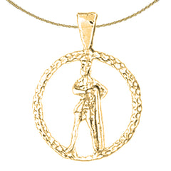 Sterling Silver Aquarius Zodiac Sign Pendant (Rhodium or Yellow Gold-plated)