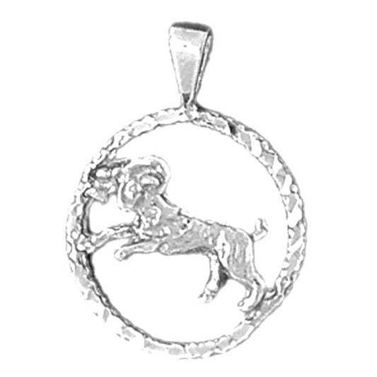 Sterling Silver Aries Zodiac Sign Pendant