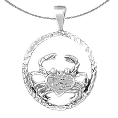 Sterling Silver Cancer Zodiac Sign Pendant (Rhodium or Yellow Gold-plated)