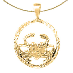 Sterling Silver Cancer Zodiac Sign Pendant (Rhodium or Yellow Gold-plated)