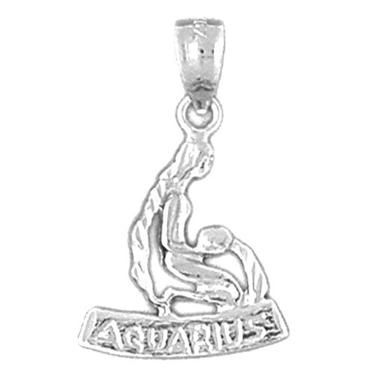 Sterling Silver Aquarius Zodiac Sign Pendant