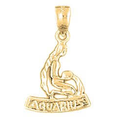 Yellow Gold-plated Silver Aquarius Zodiac Sign Pendant