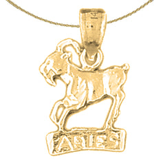 Sterling Silver Aries Zodiac Sign Pendant (Rhodium or Yellow Gold-plated)